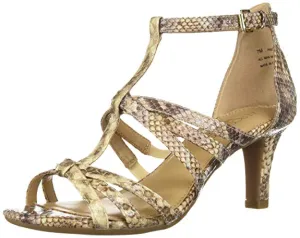 Aerosoles PASSIONFRUIT Sandal Light Tan Snake Open Toe Low Heel Pumps (8, Light Tan Snake)