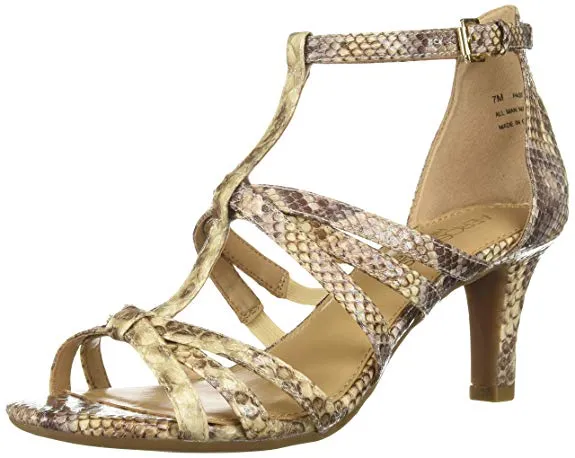 Aerosoles PASSIONFRUIT Sandal Light Tan Snake Open Toe Low Heel Pumps (8, Light Tan Snake)