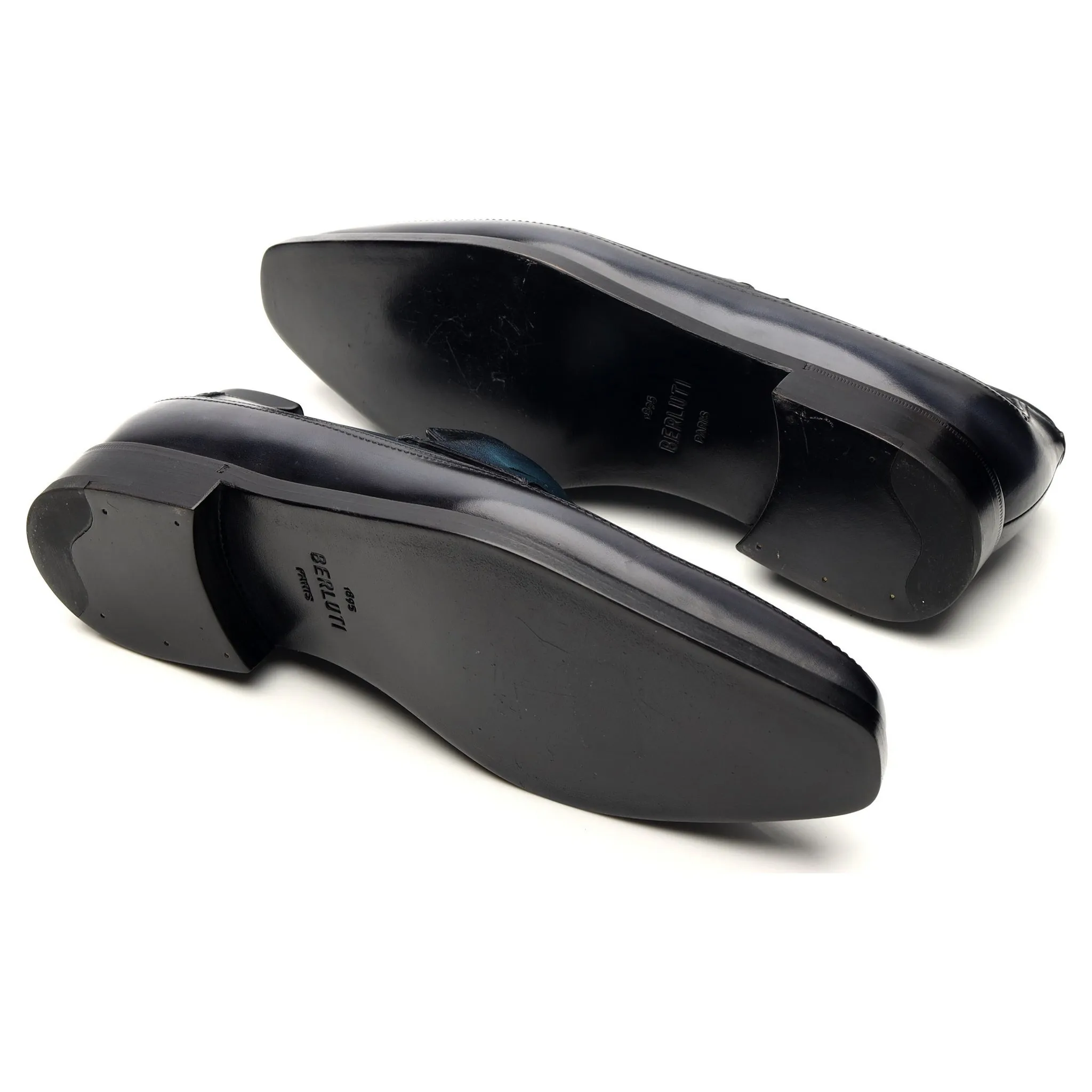 'Andy' Navy Blue Leather Loafers UK 8.5