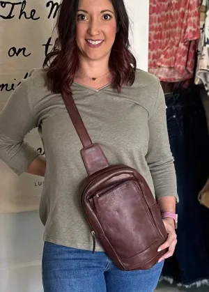 Austin Handcrafted Leather Sling Bags: Brown