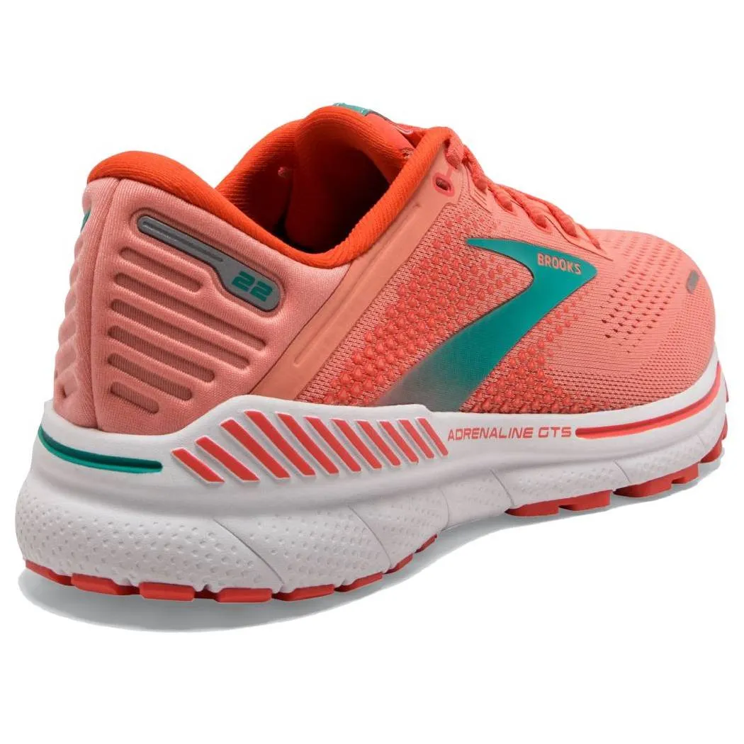 Brooks Adrenaline GTS 22 Women's Running Shoes, Coral/Latigo Bay/White