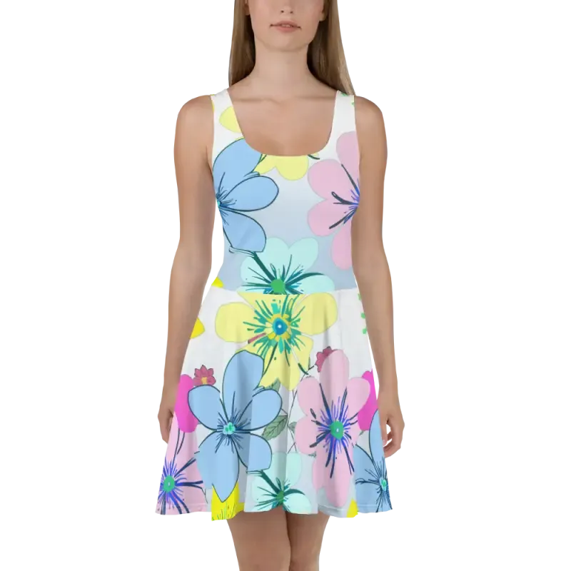 Chic Floral Flair Skater Dress