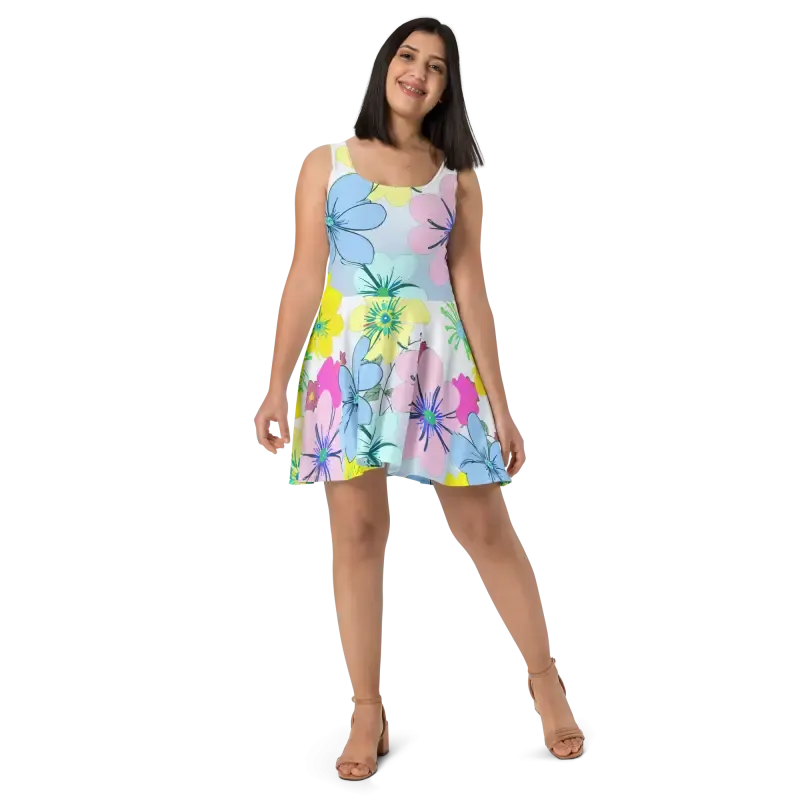 Chic Floral Flair Skater Dress