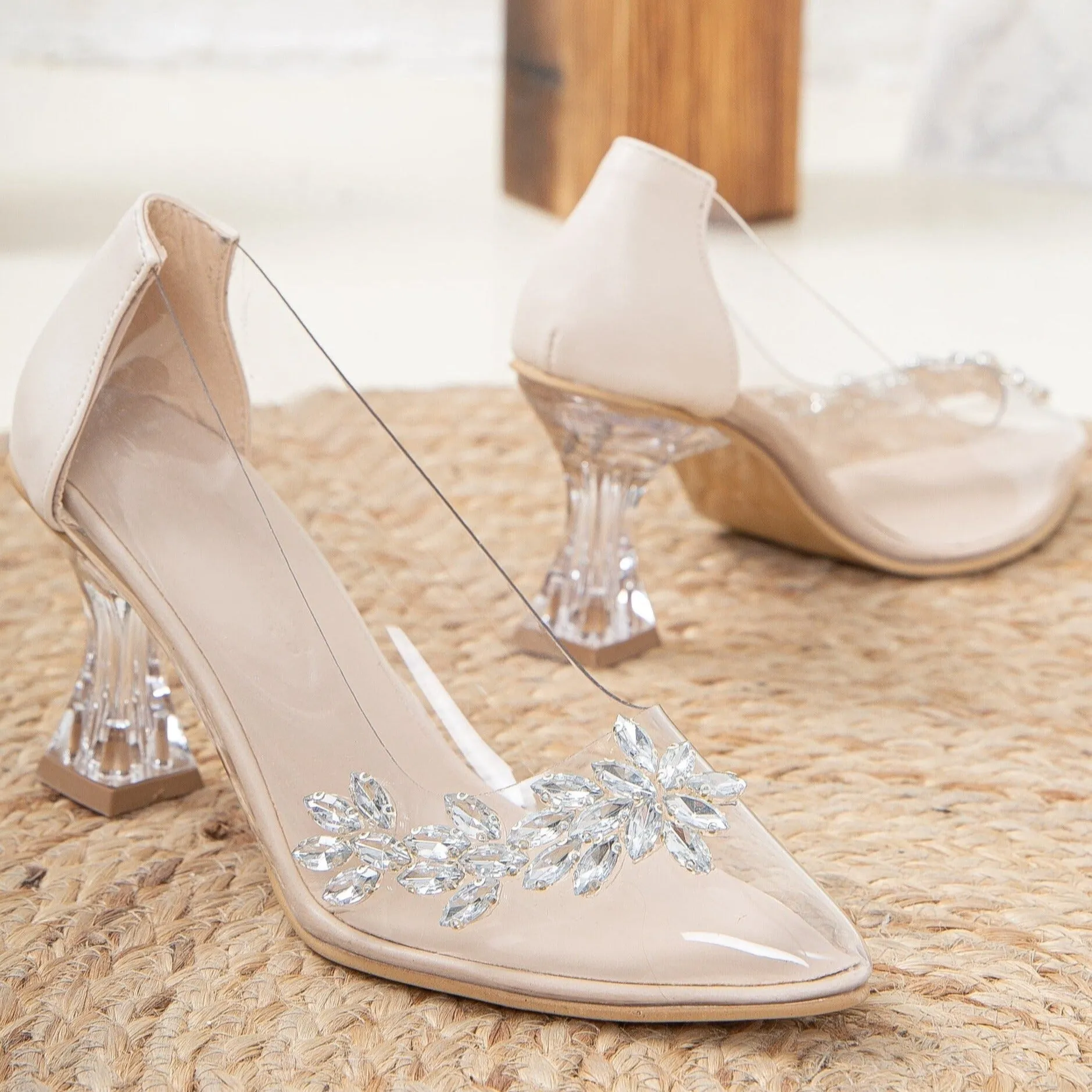 Cinderella - Transparent Stiletto Beige Heels