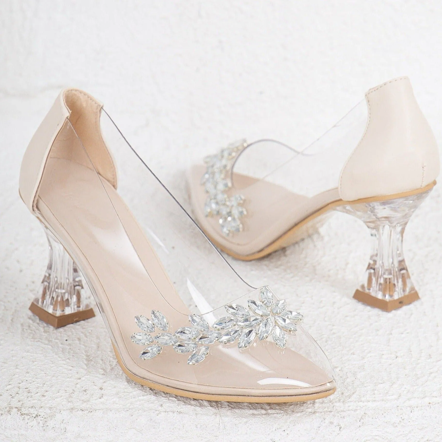 Cinderella - Transparent Stiletto Beige Heels