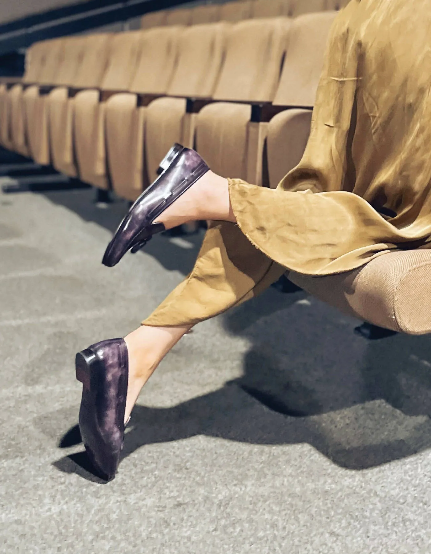 Claude, Hand-painted Patina Loafer In Aubergine