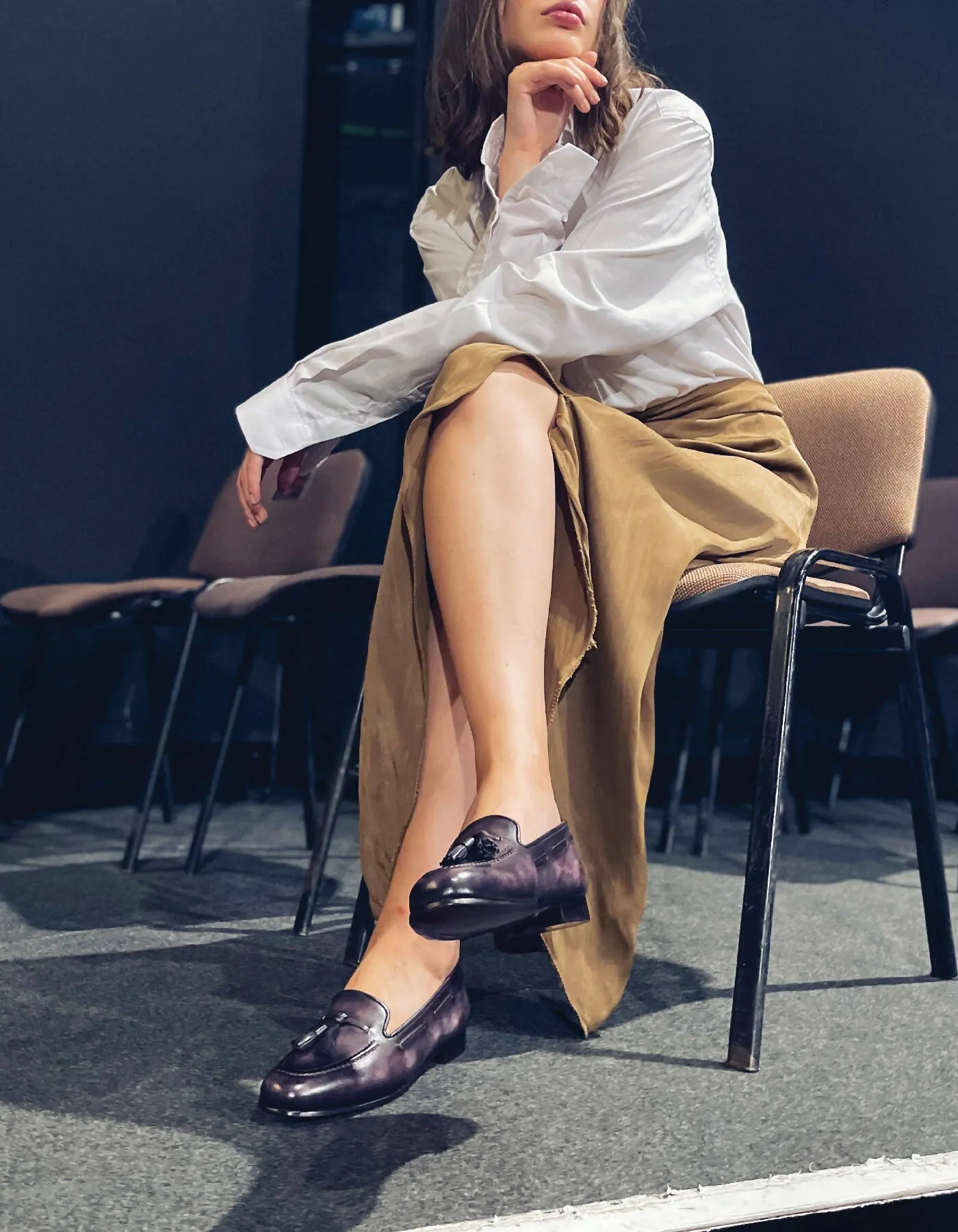 Claude, Hand-painted Patina Loafer In Aubergine