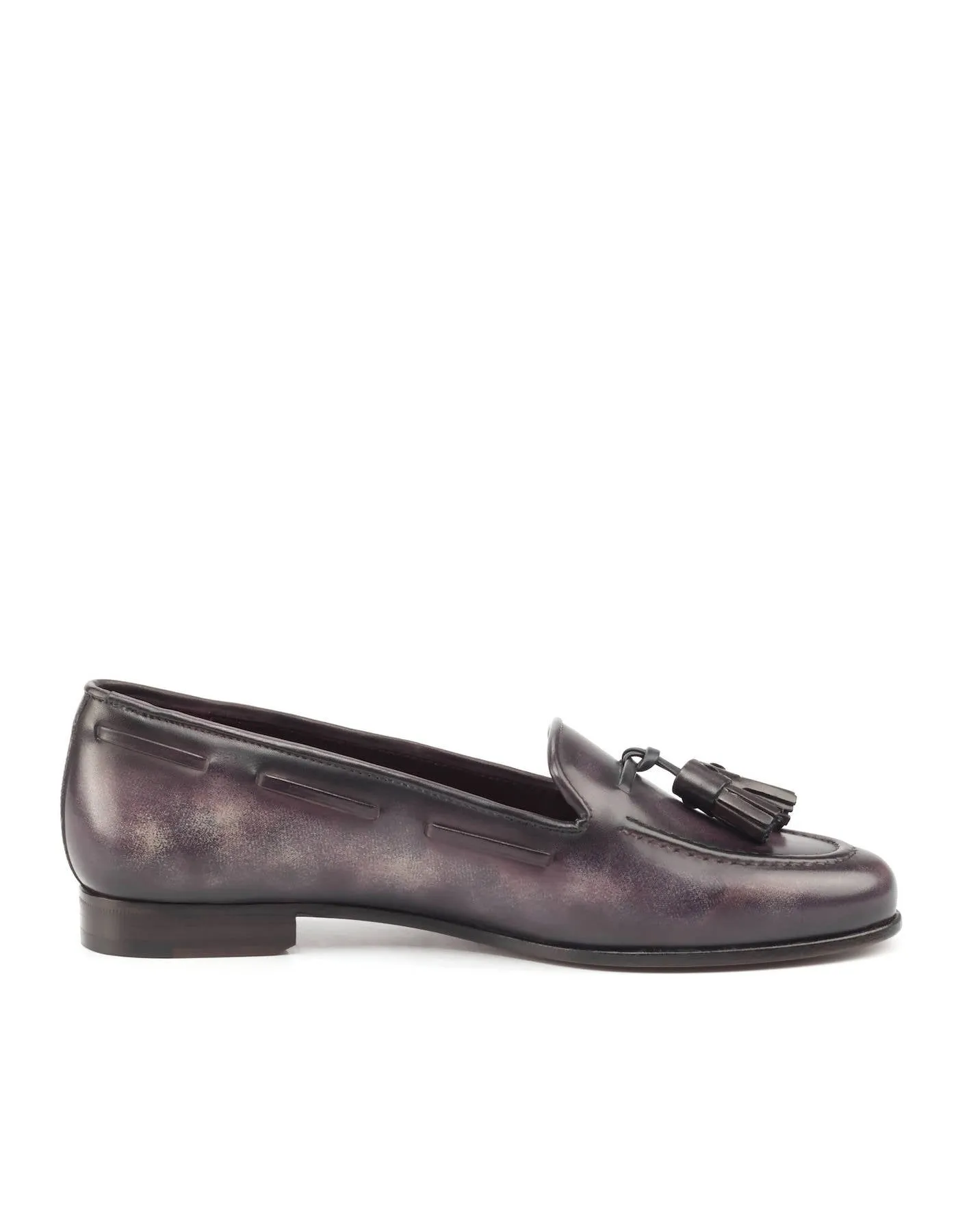 Claude, Hand-painted Patina Loafer In Aubergine