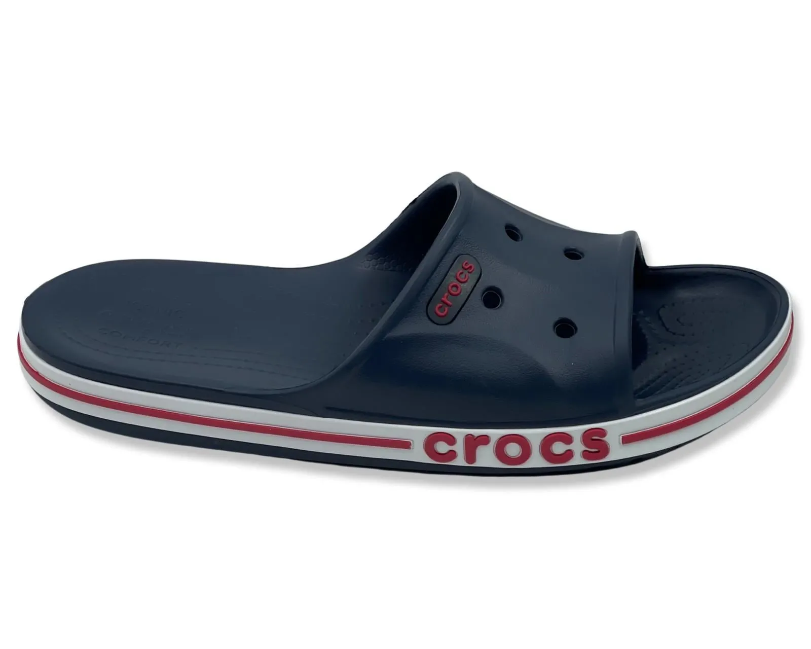 Crocs Bayaband Slide in Navy and Red For Men's