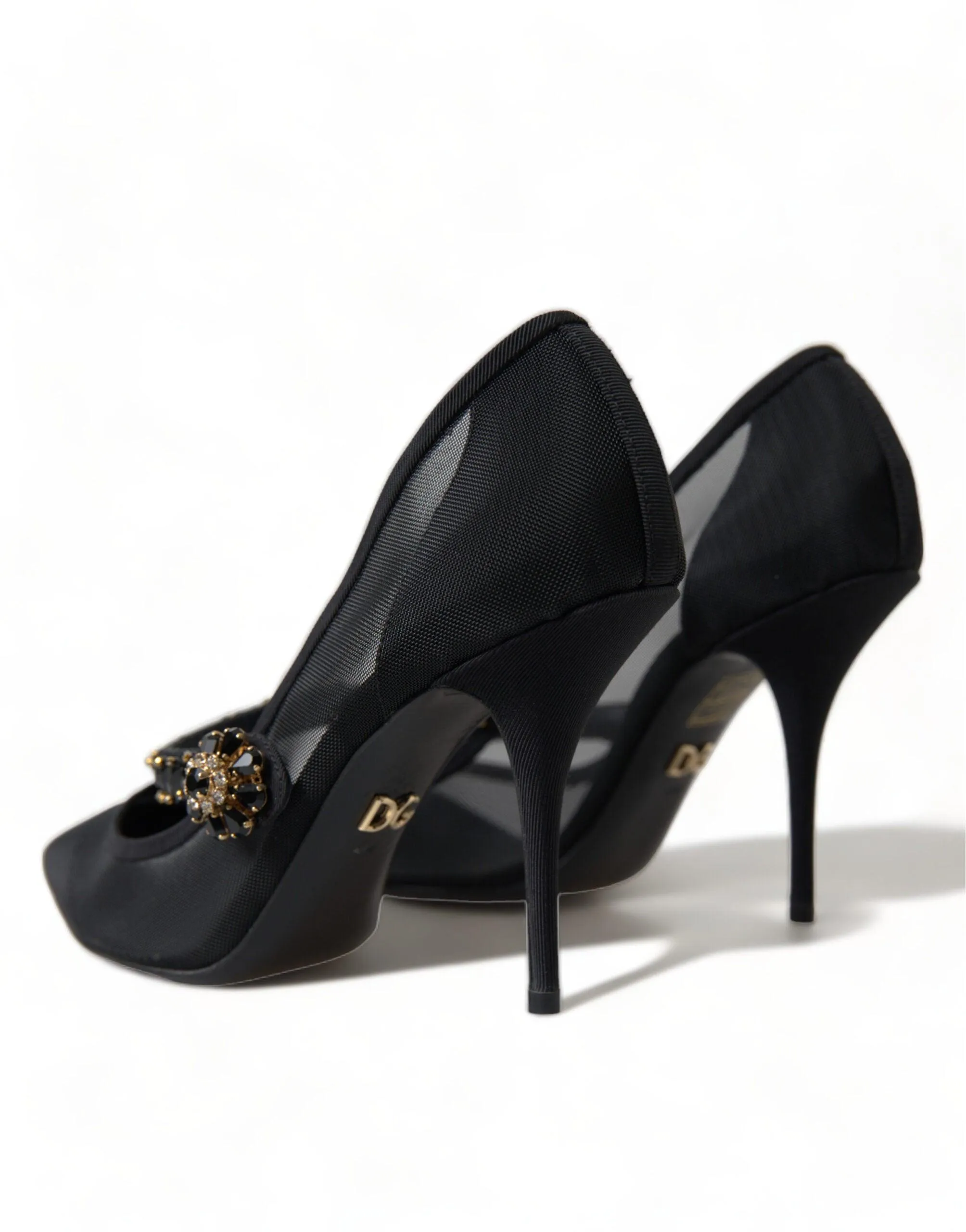 Dolce & Gabbana Black Mary Jane Crystals Heels Pumps Shoes