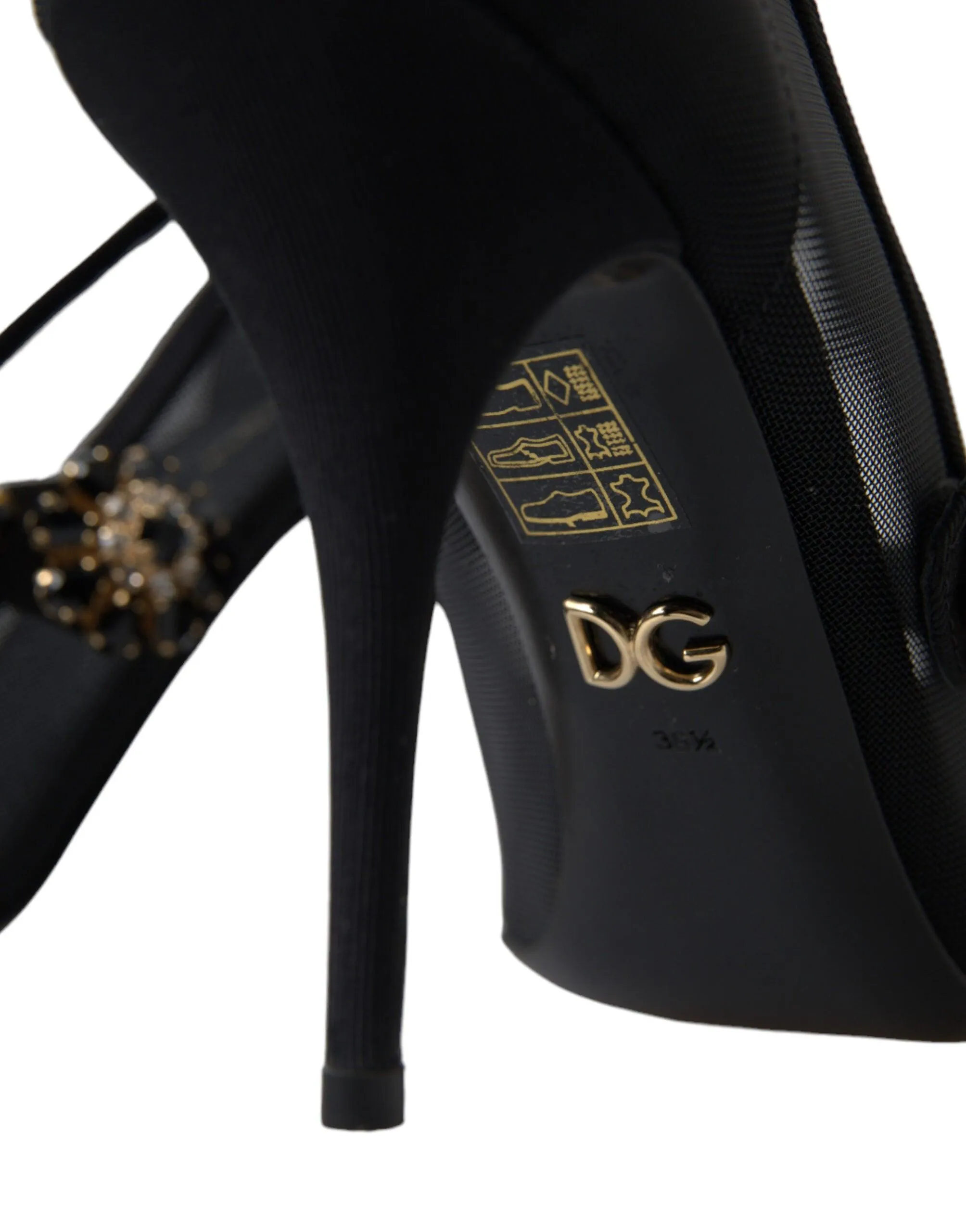 Dolce & Gabbana Black Mary Jane Crystals Heels Pumps Shoes