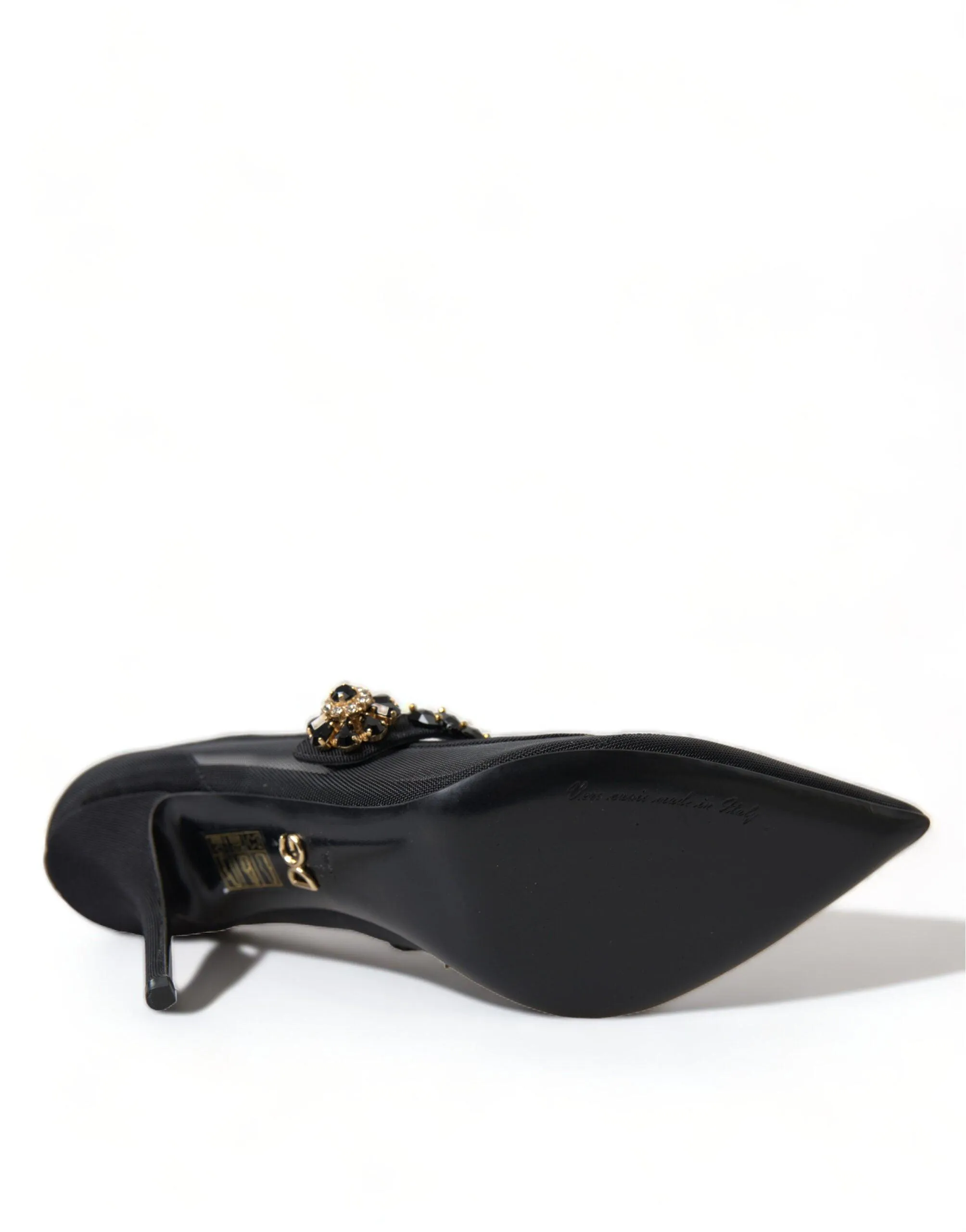 Dolce & Gabbana Black Mary Jane Crystals Heels Pumps Shoes