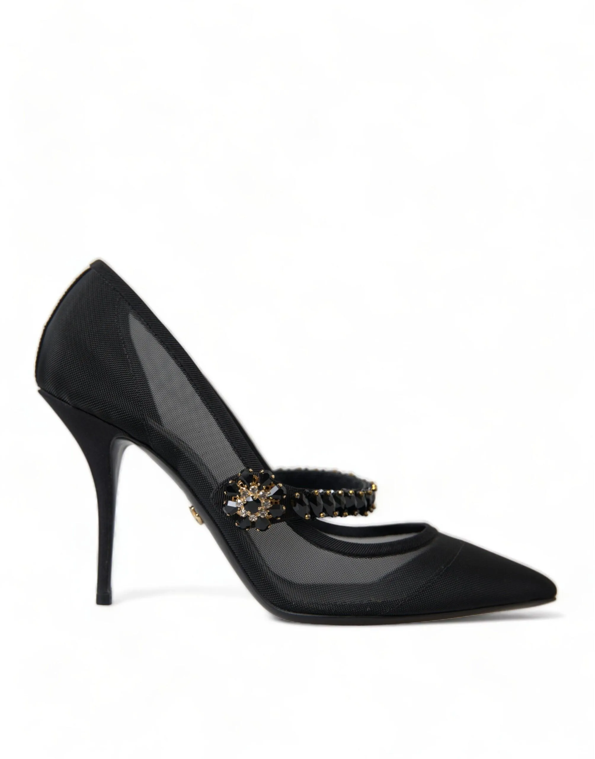 Dolce & Gabbana Black Mary Jane Crystals Heels Pumps Shoes