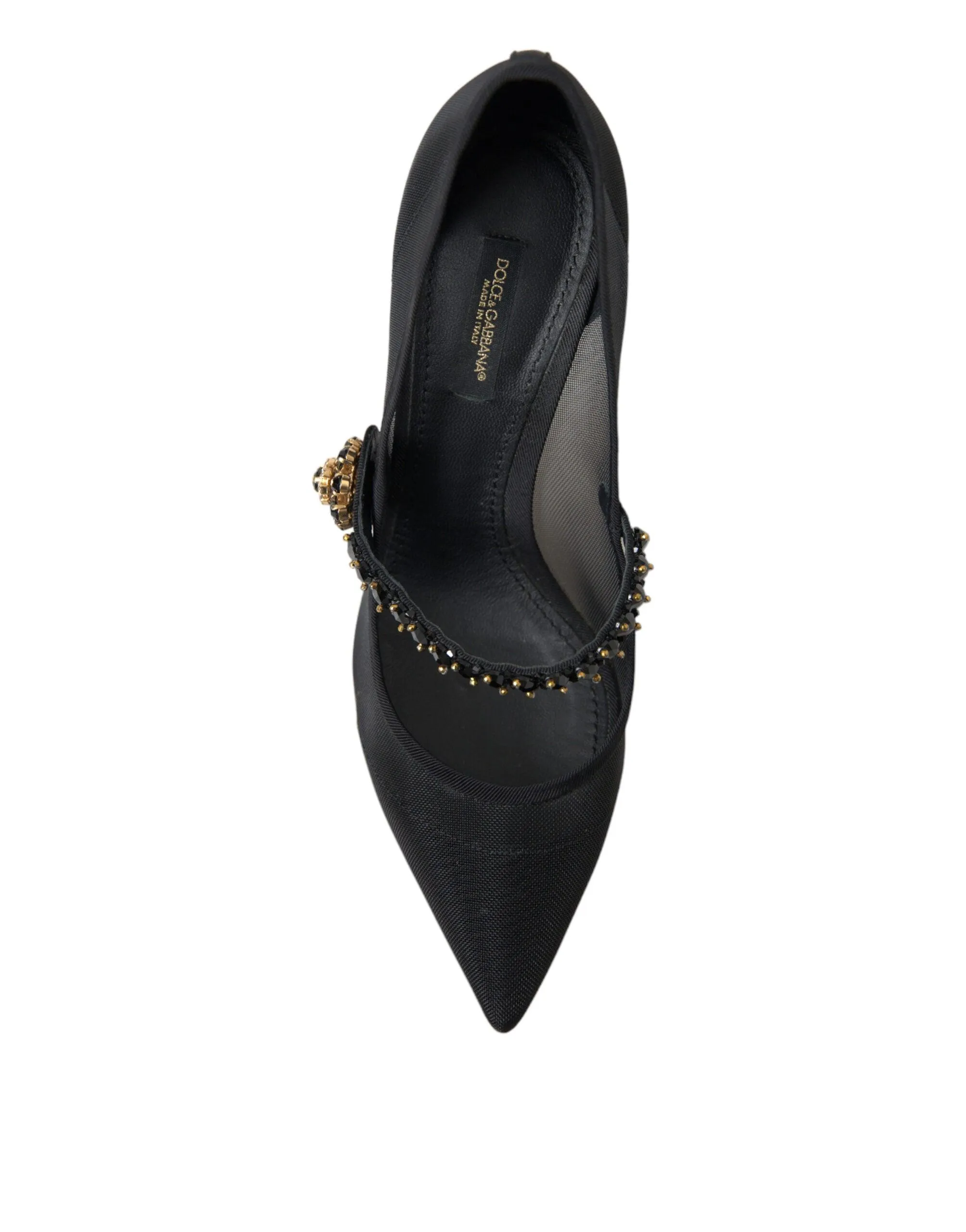Dolce & Gabbana Black Mary Jane Crystals Heels Pumps Shoes