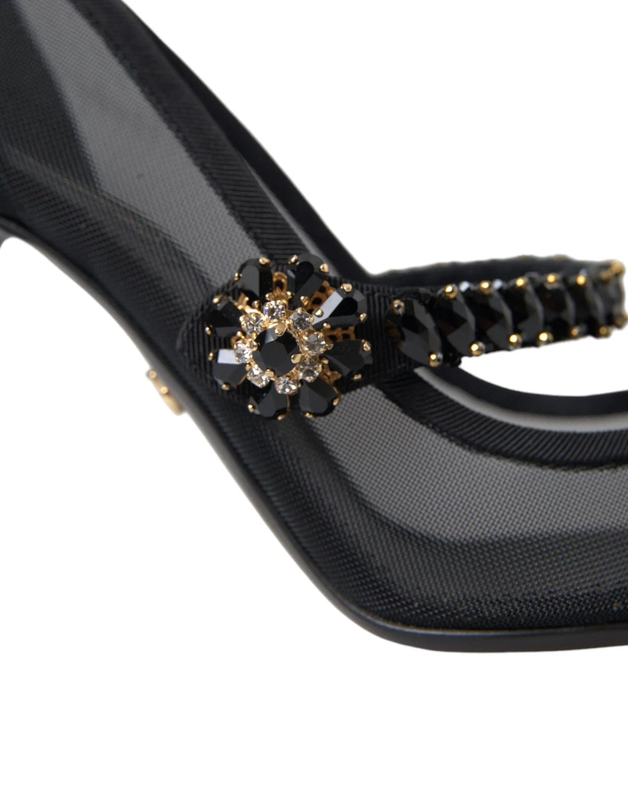 Dolce & Gabbana Black Mary Jane Crystals Heels Pumps Shoes