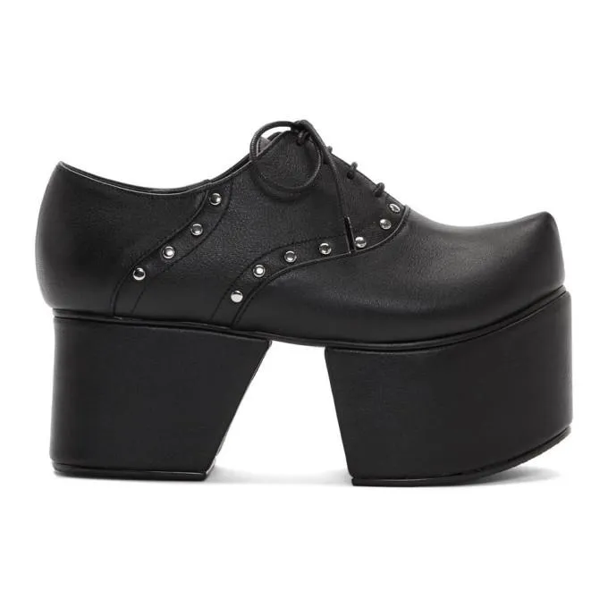 Flat Apartment Black Separated Platform Oxfords