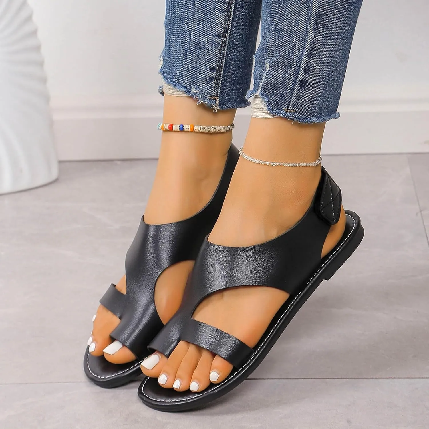 Flip Flops For Women 2025 - Vegan Leather Women Slippers Womens Sandals Women's Flat Sandals Women Shoes