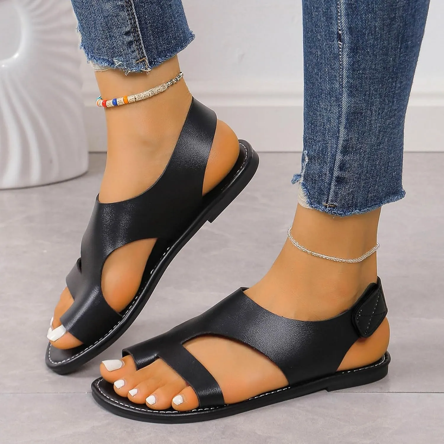 Flip Flops For Women 2025 - Vegan Leather Women Slippers Womens Sandals Women's Flat Sandals Women Shoes