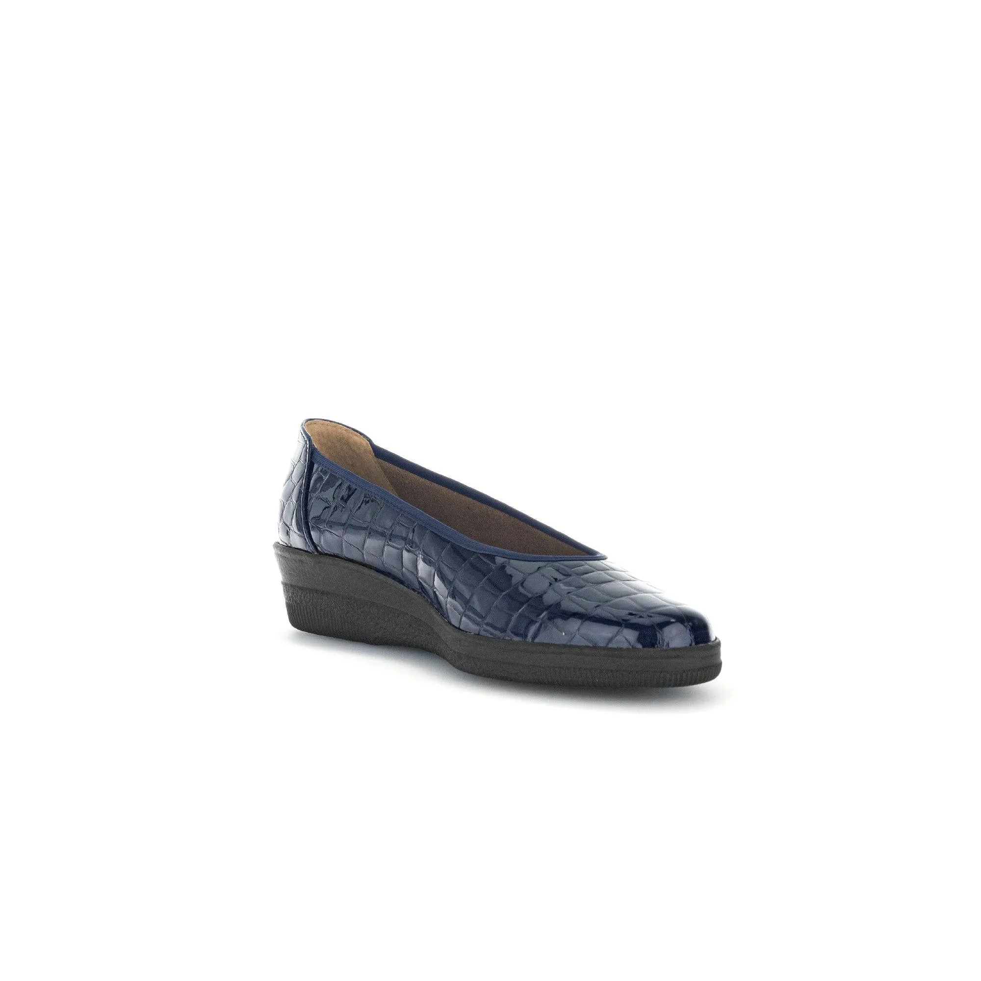 Gabor Piquet 06.400.86 Ladies Ocean Croc Wide Patent Leather Slip On Loafers