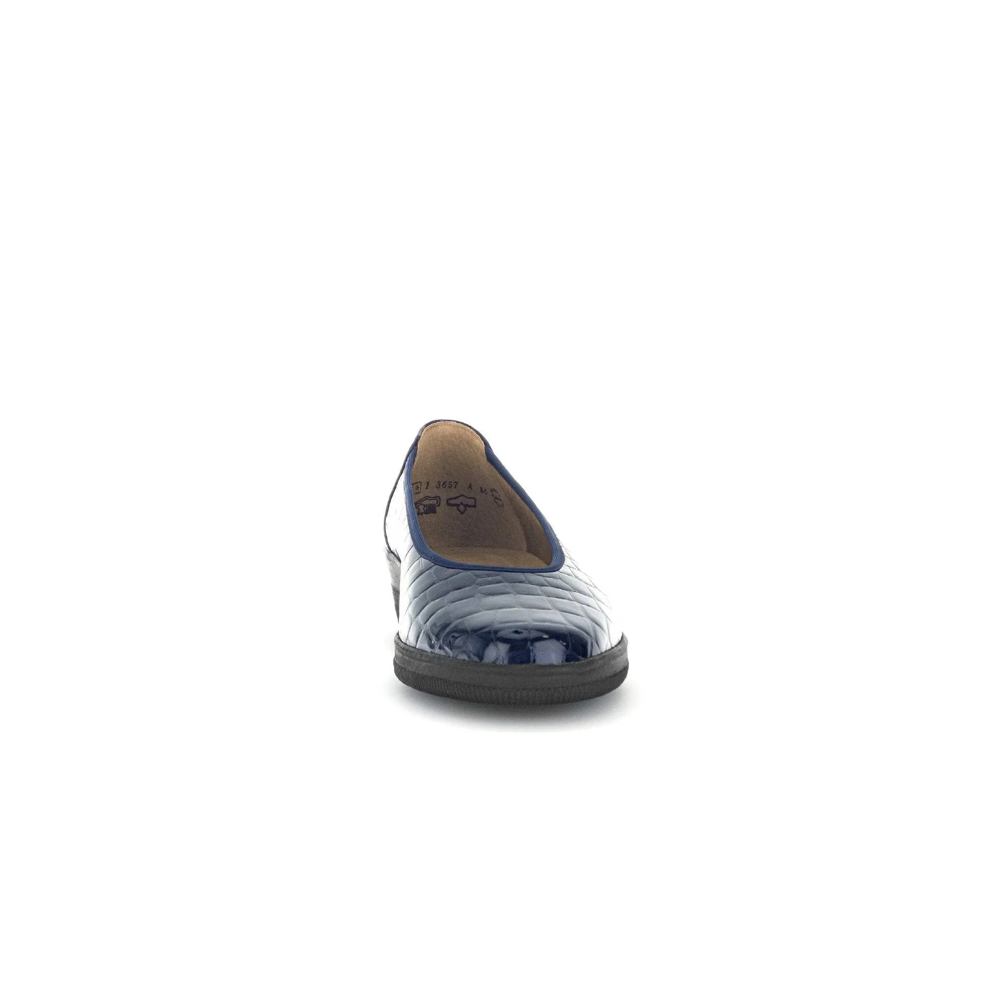 Gabor Piquet 06.400.86 Ladies Ocean Croc Wide Patent Leather Slip On Loafers