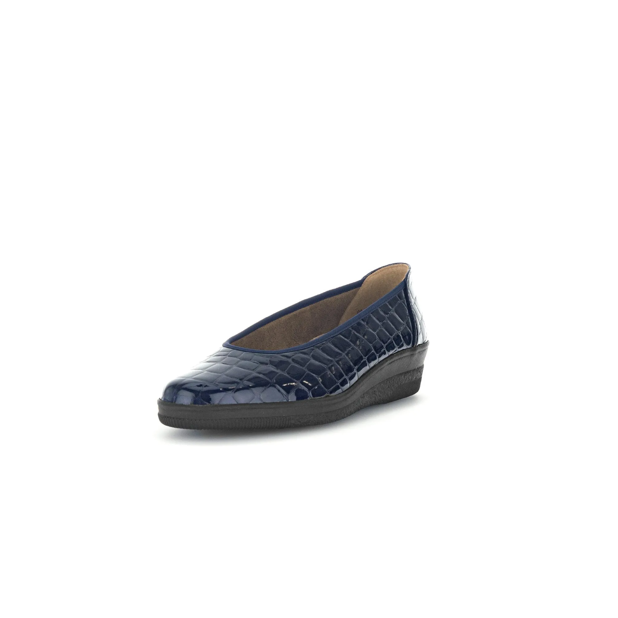 Gabor Piquet 06.400.86 Ladies Ocean Croc Wide Patent Leather Slip On Loafers