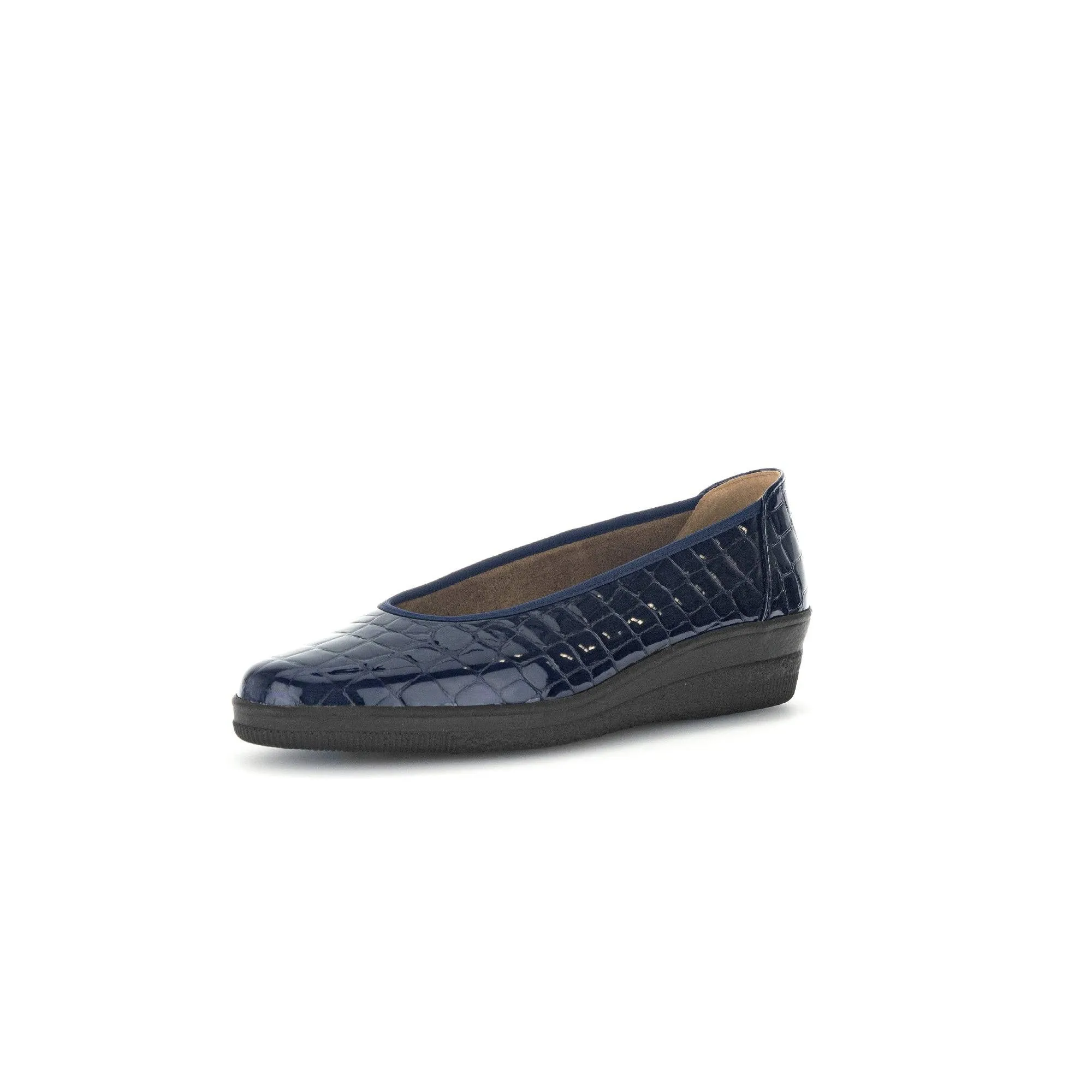 Gabor Piquet 06.400.86 Ladies Ocean Croc Wide Patent Leather Slip On Loafers