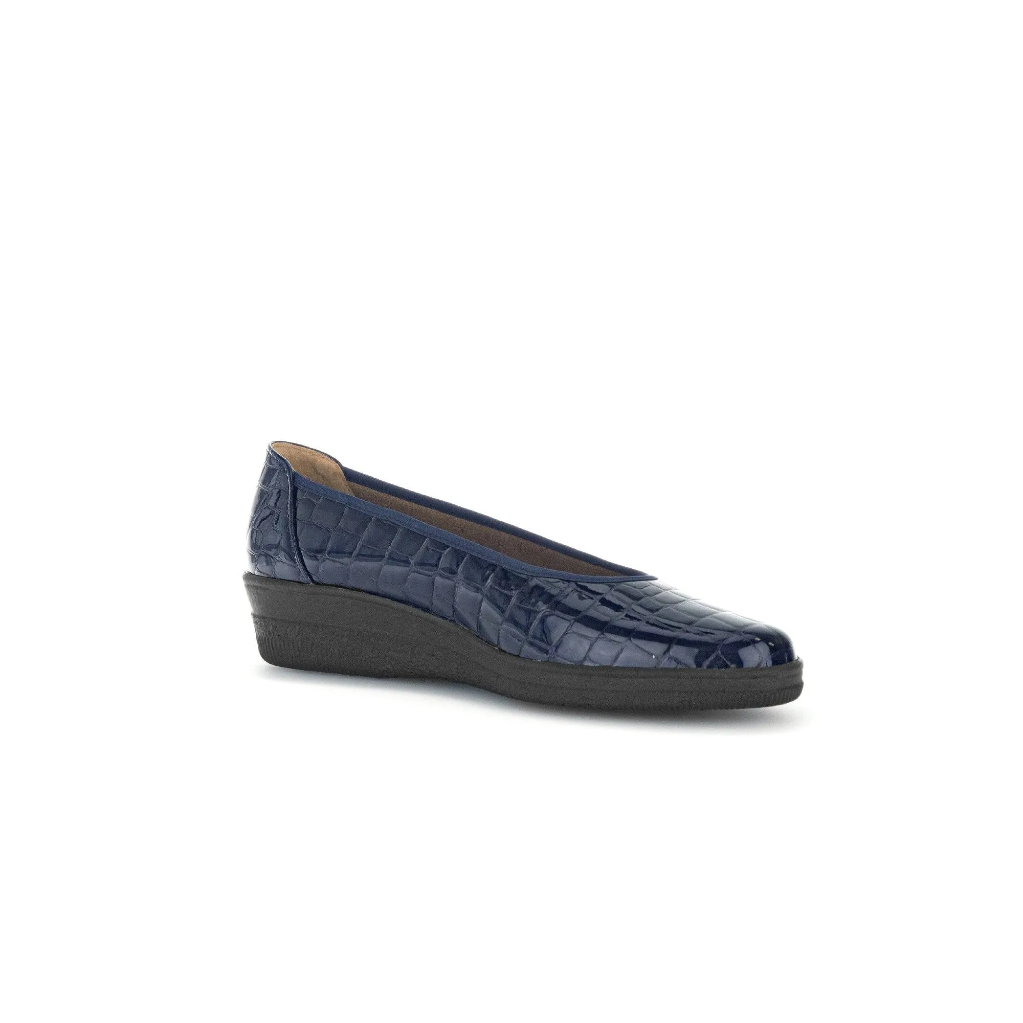 Gabor Piquet 06.400.86 Ladies Ocean Croc Wide Patent Leather Slip On Loafers
