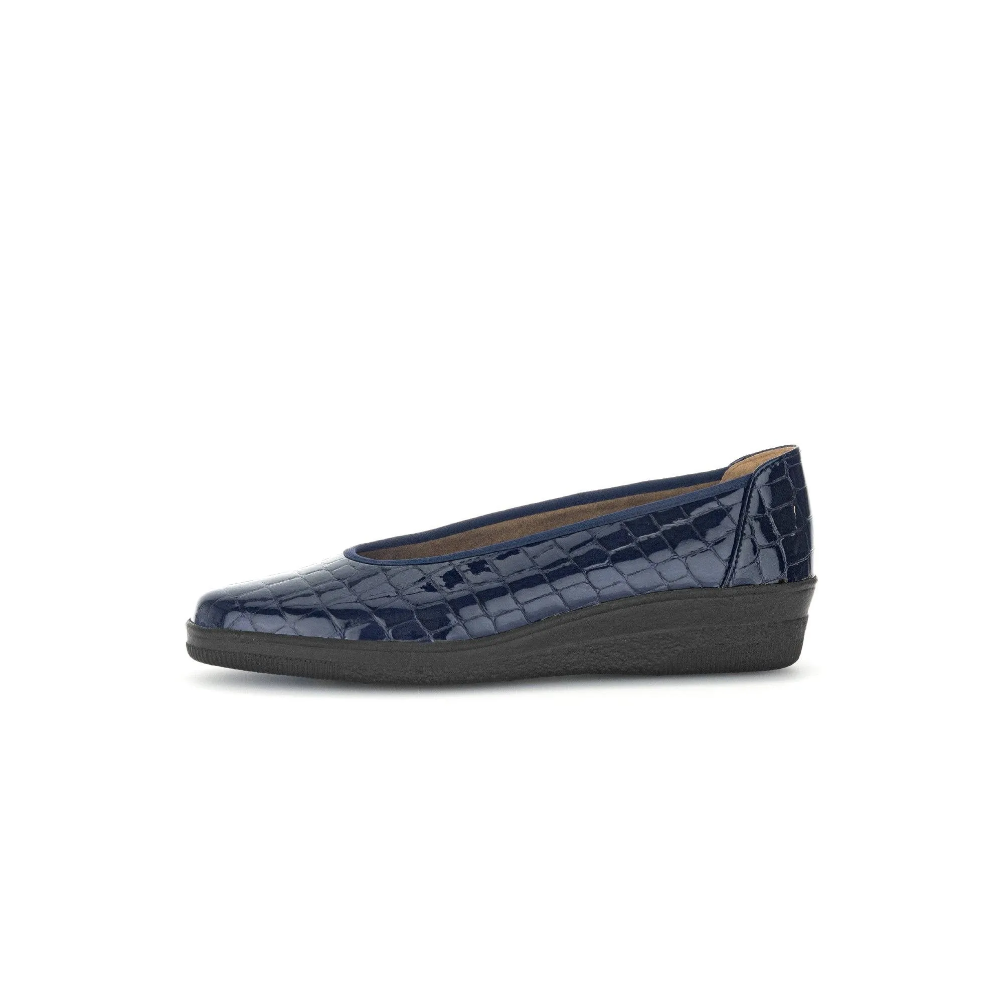 Gabor Piquet 06.400.86 Ladies Ocean Croc Wide Patent Leather Slip On Loafers