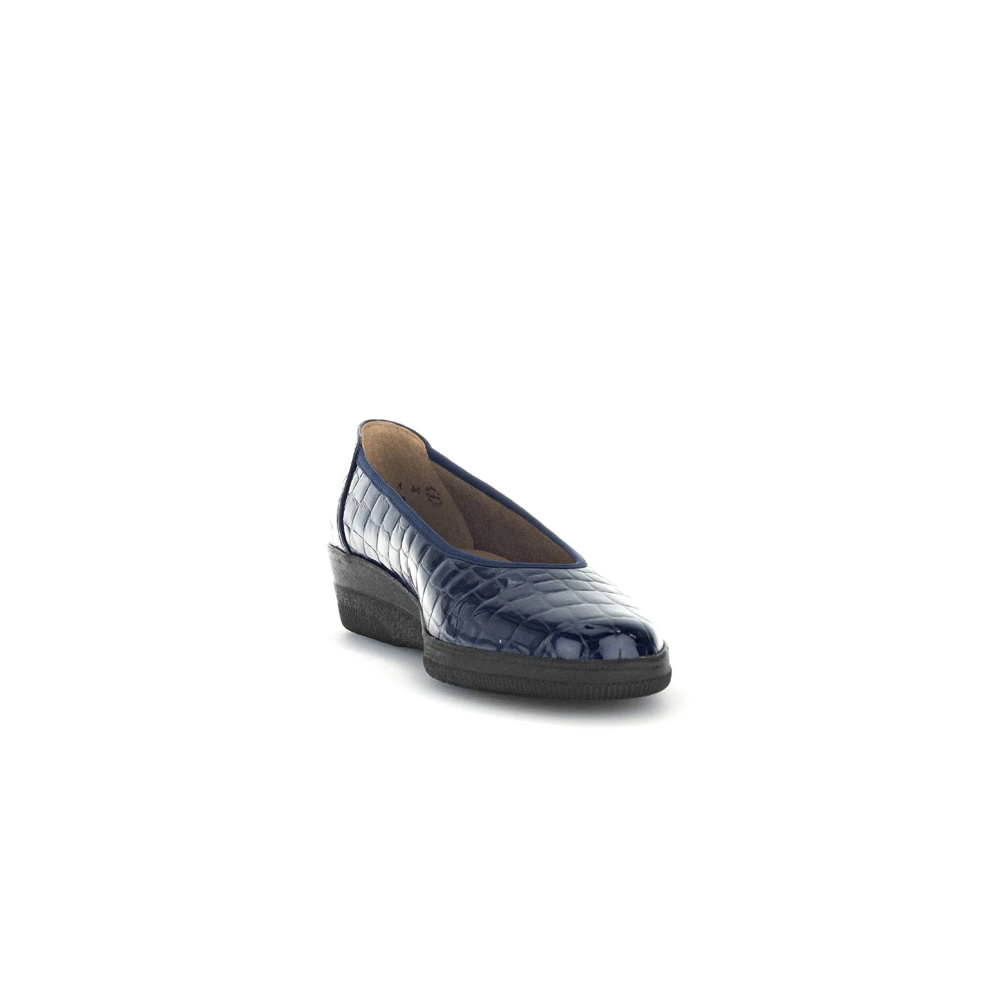 Gabor Piquet 06.400.86 Ladies Ocean Croc Wide Patent Leather Slip On Loafers