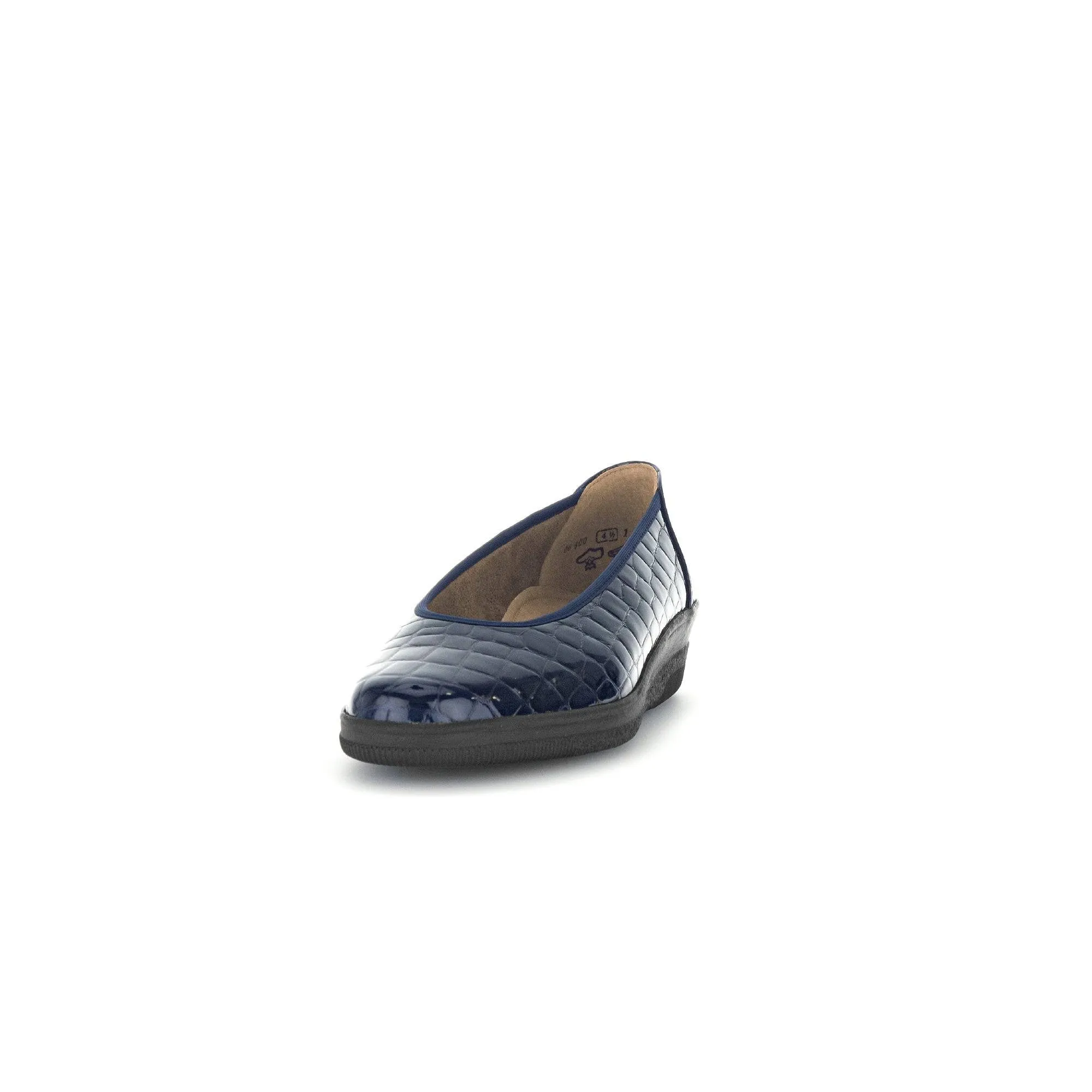 Gabor Piquet 06.400.86 Ladies Ocean Croc Wide Patent Leather Slip On Loafers