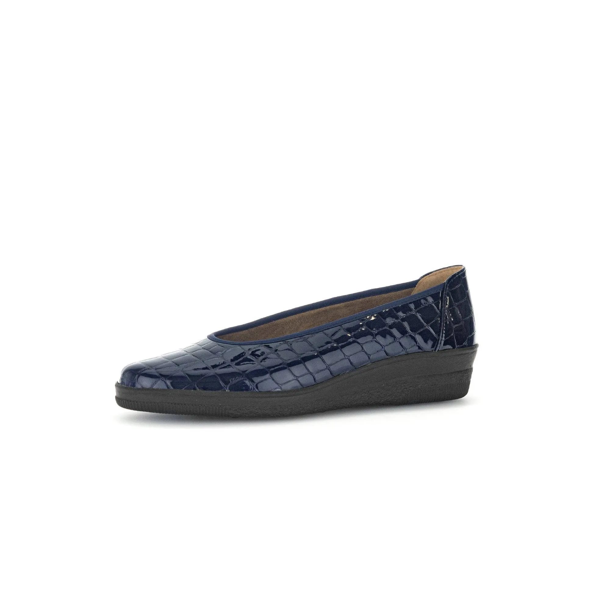 Gabor Piquet 06.400.86 Ladies Ocean Croc Wide Patent Leather Slip On Loafers