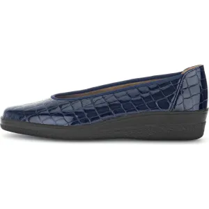 Gabor Piquet 06.400.86 Ladies Ocean Croc Wide Patent Leather Slip On Loafers