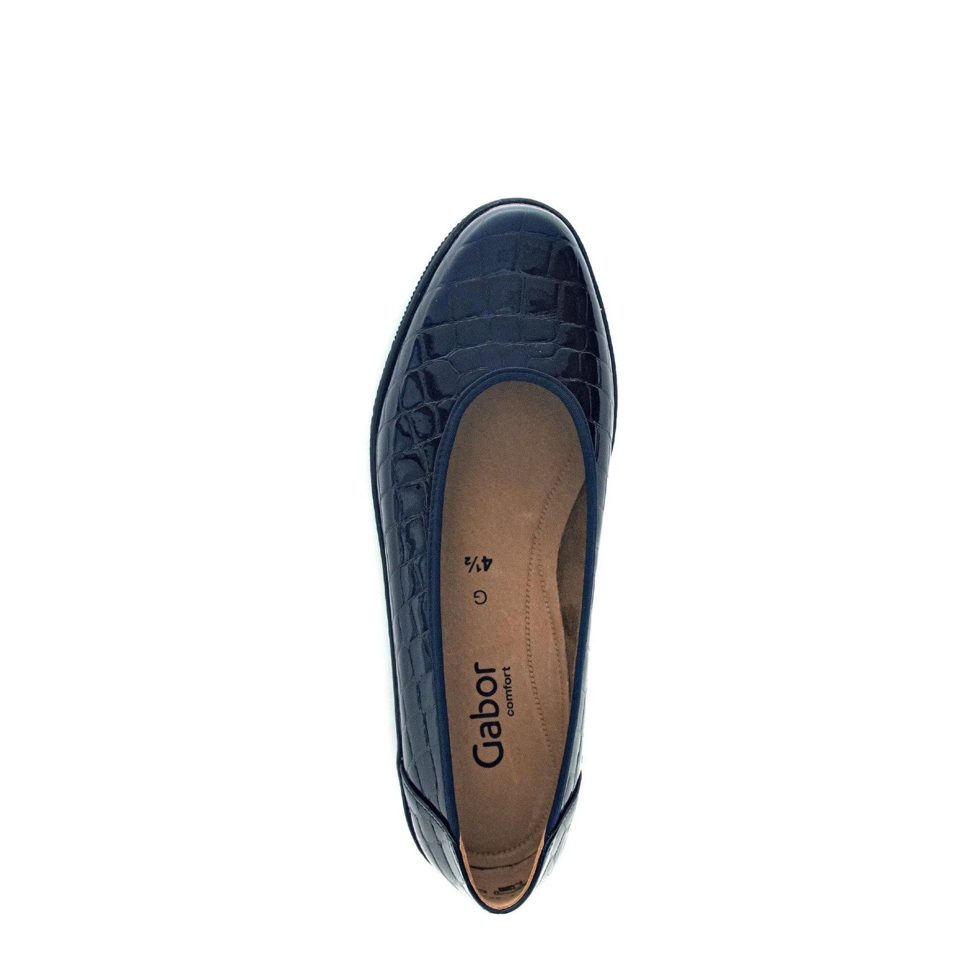 Gabor Piquet 06.400.86 Ladies Ocean Croc Wide Patent Leather Slip On Loafers