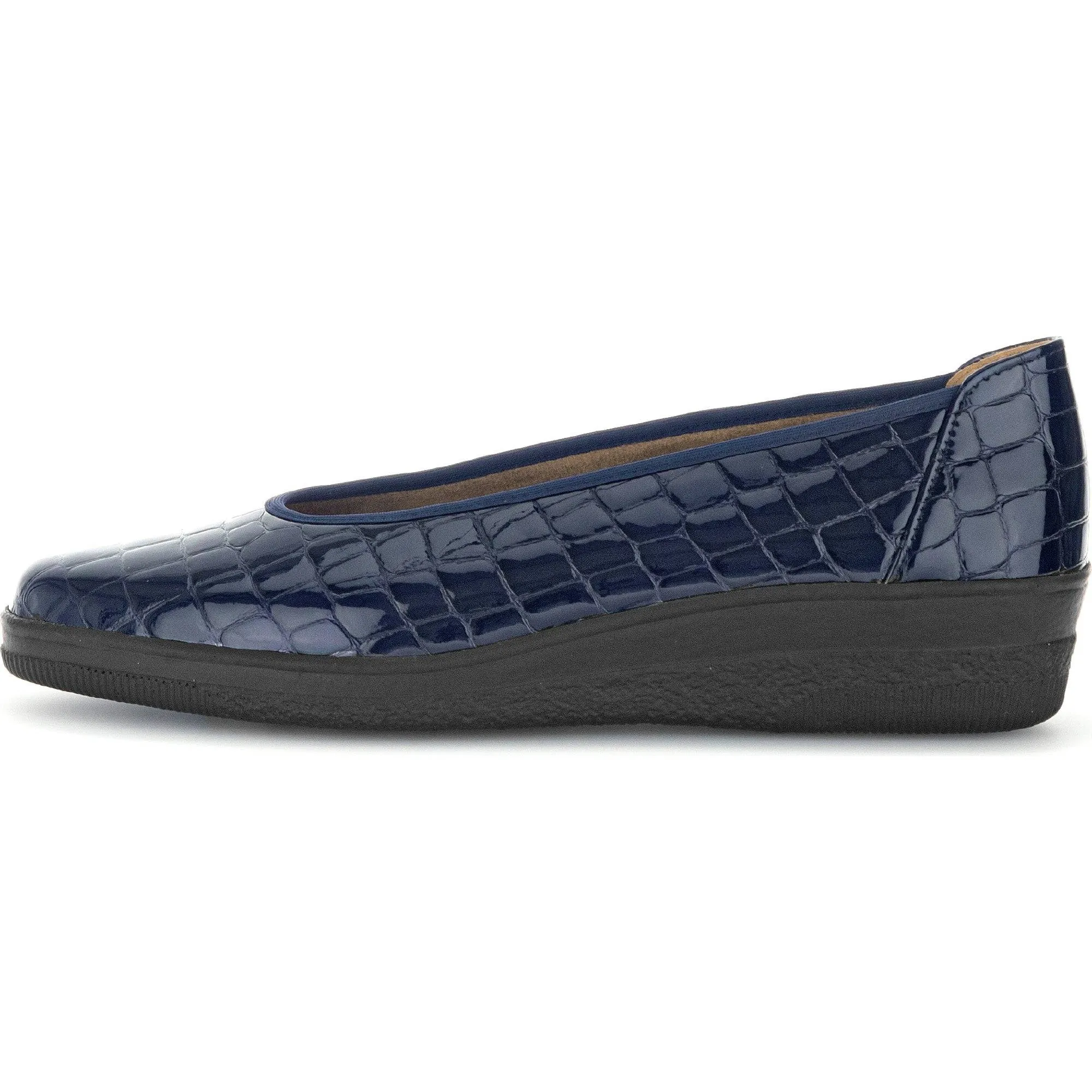 Gabor Piquet 06.400.86 Ladies Ocean Croc Wide Patent Leather Slip On Loafers
