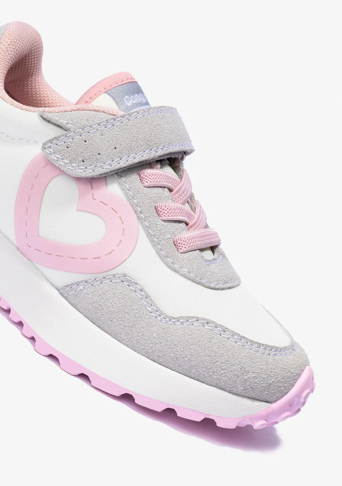 Girl's White Pink Heart Sneakers