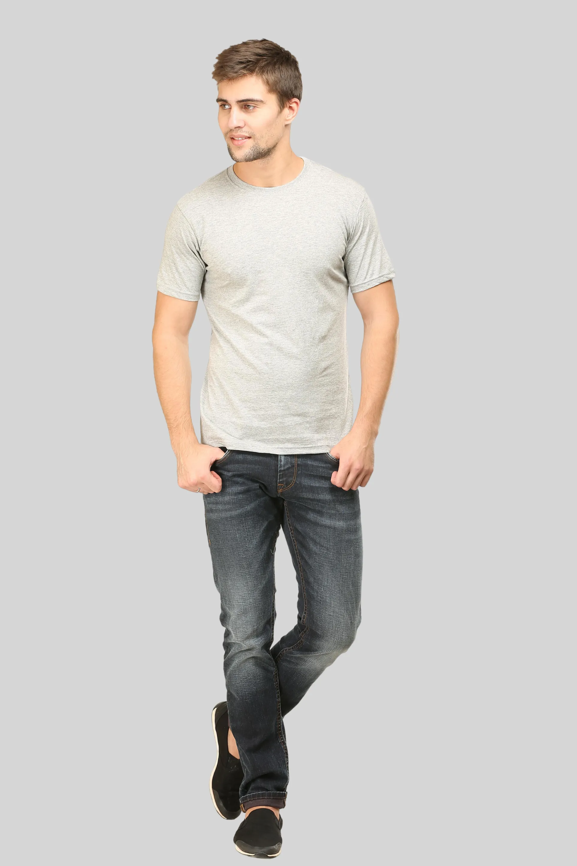 Grey Melange T-shirt for men