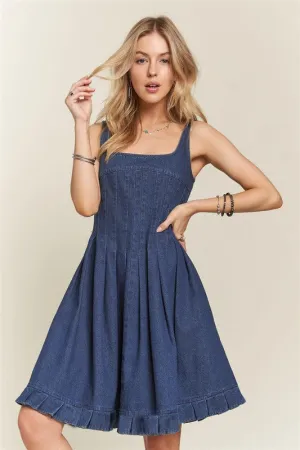 Hazel Blues® |  ADORA Smocked Back Square Neck Denim Dress