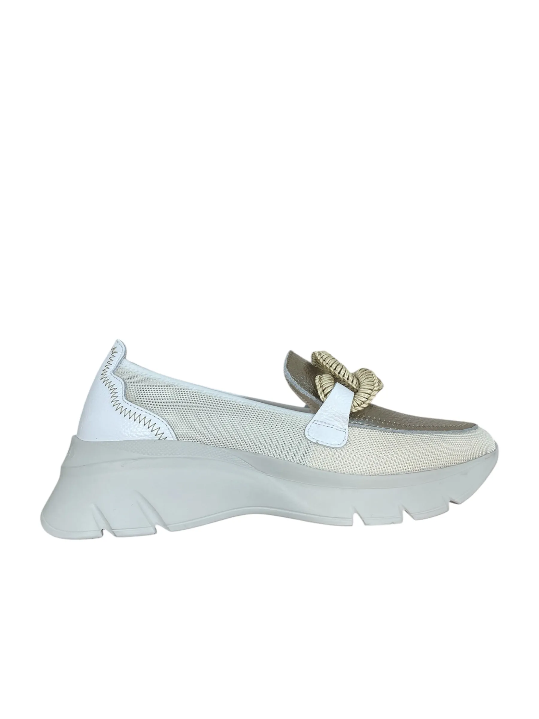 Hispanitas gold leather platform loafers
