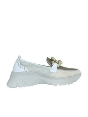 Hispanitas gold leather platform loafers