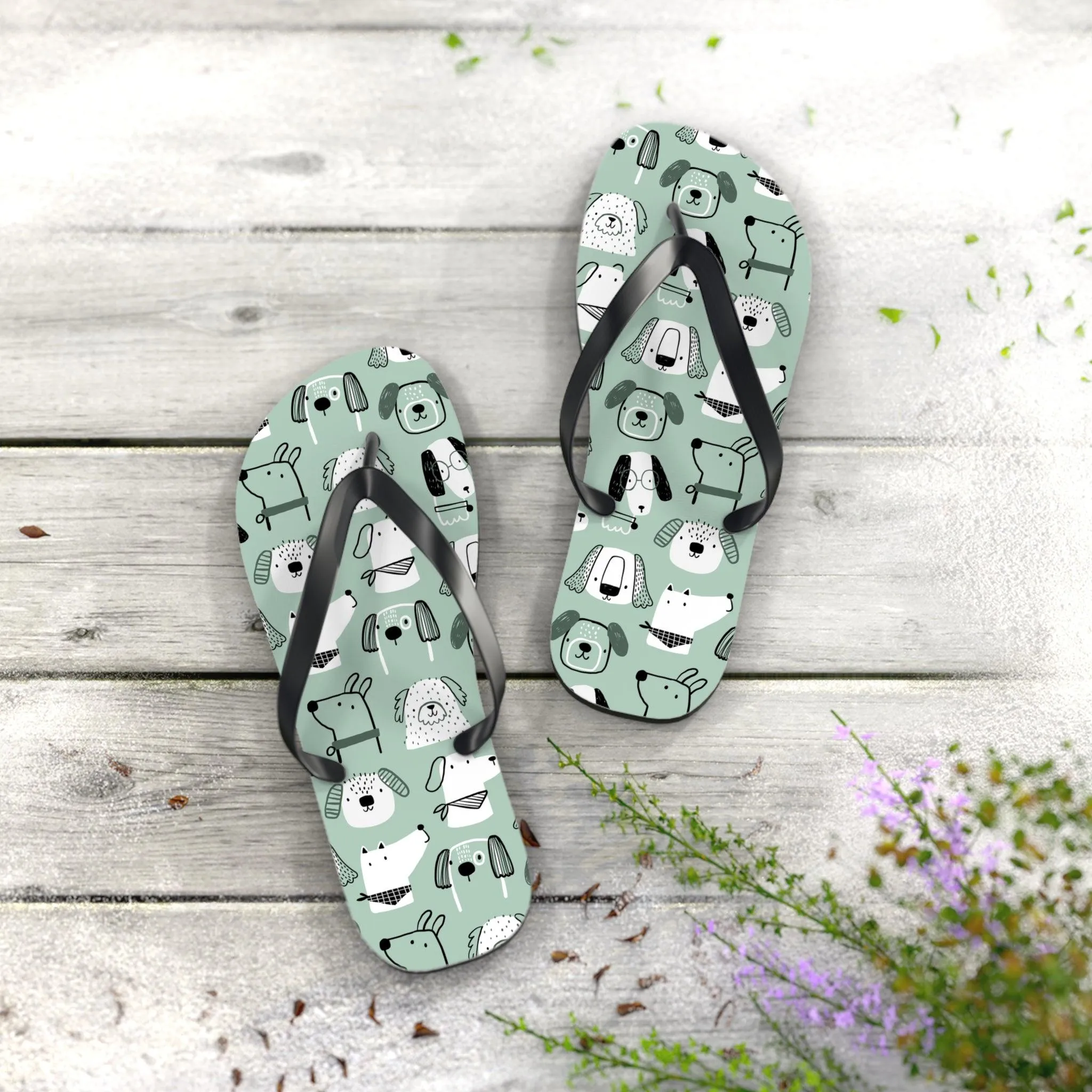 Illustrated Doggers Flip Flops