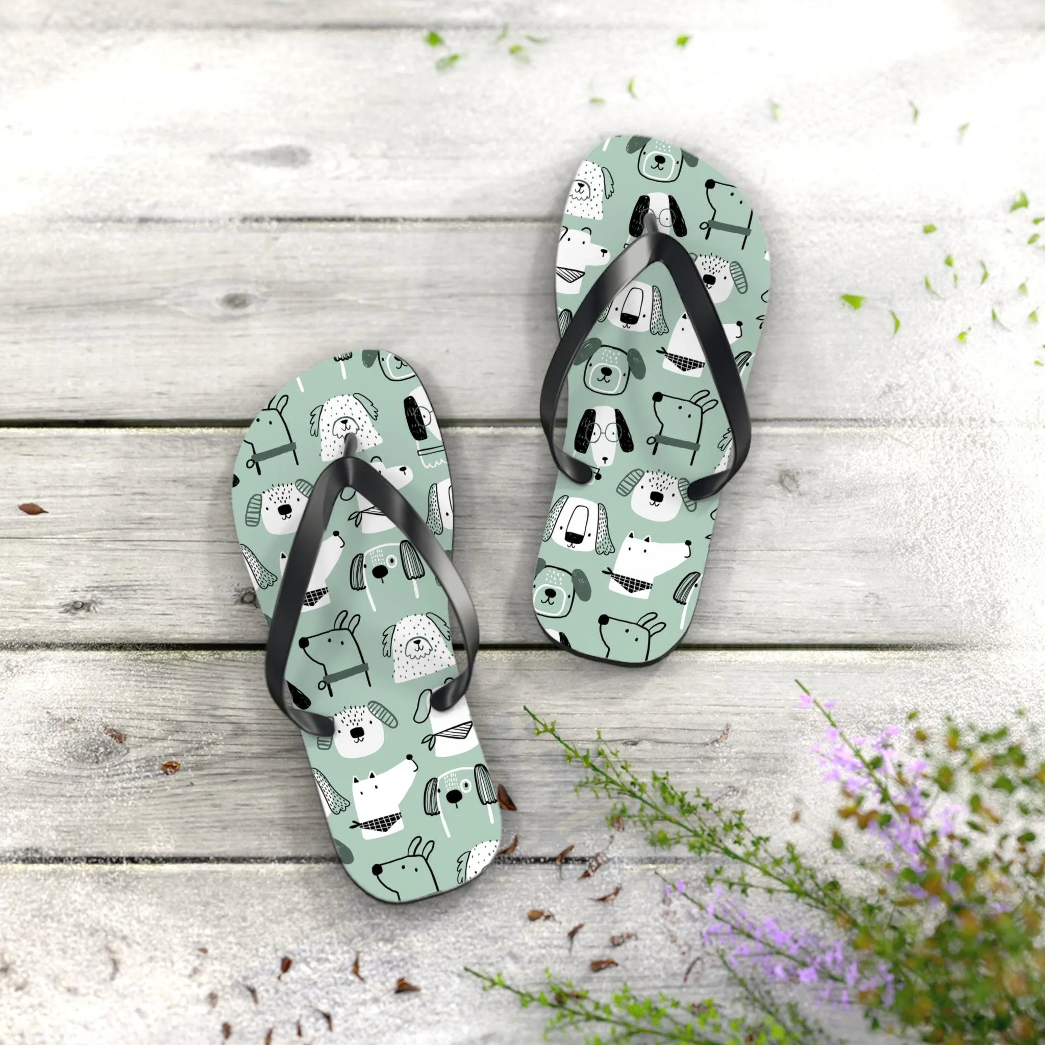 Illustrated Doggers Flip Flops