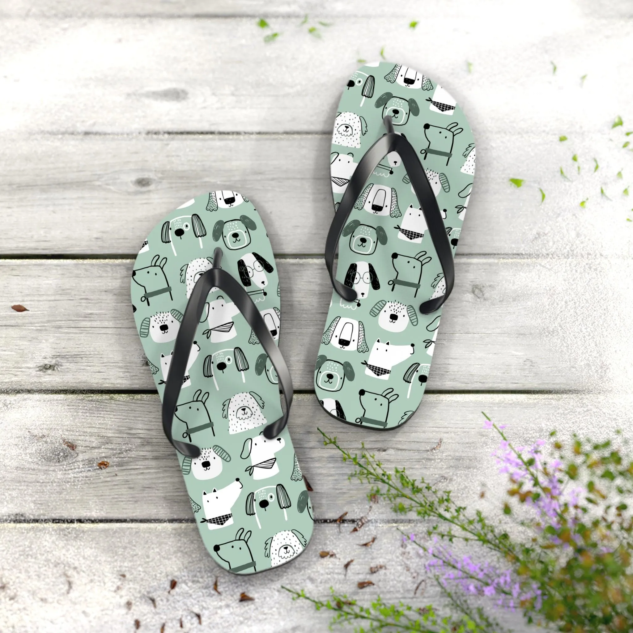 Illustrated Doggers Flip Flops