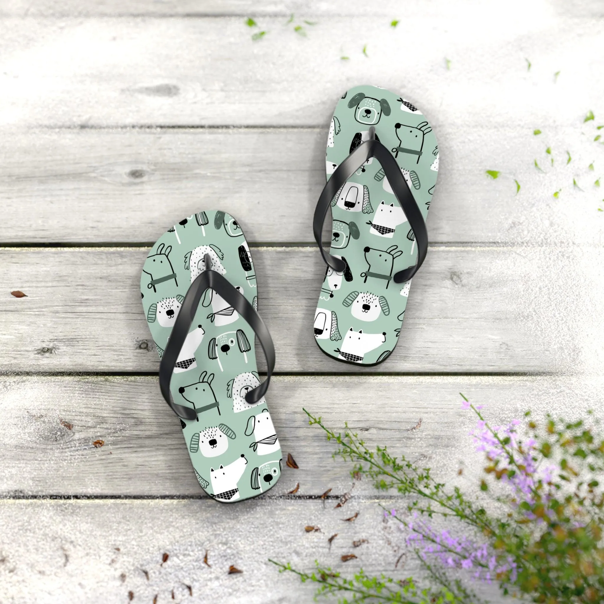 Illustrated Doggers Flip Flops