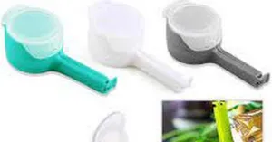 K Kudos Plastic Food Bag Clips with Cap Pour Spout Snack Bag Clips Sealer Sealing Clips for Food pack of 2