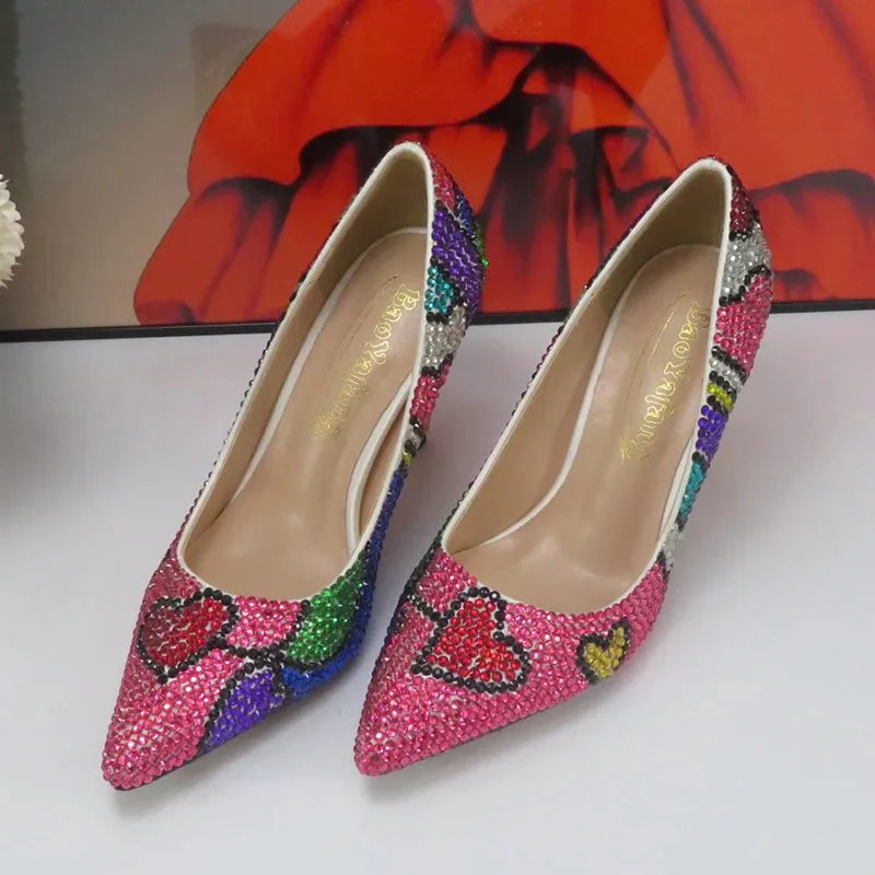 LOVEIN CRYSTAL Sweet Design with Multi-Choice Heel Shoes