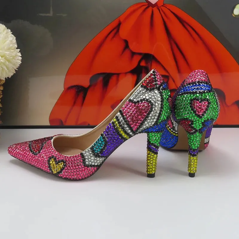 LOVEIN CRYSTAL Sweet Design with Multi-Choice Heel Shoes