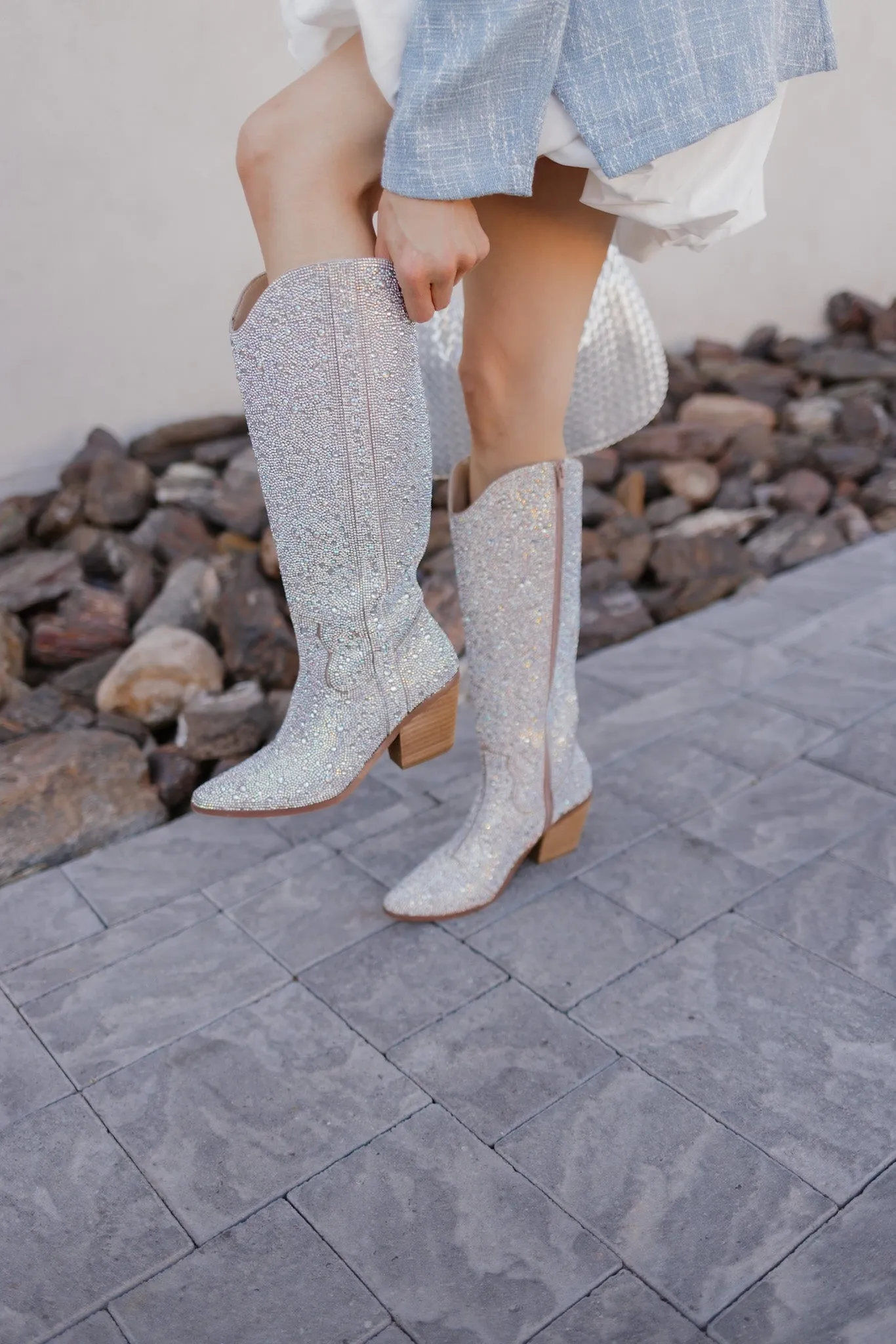Nashville Full Rhinestone Western Knee-High Boots
