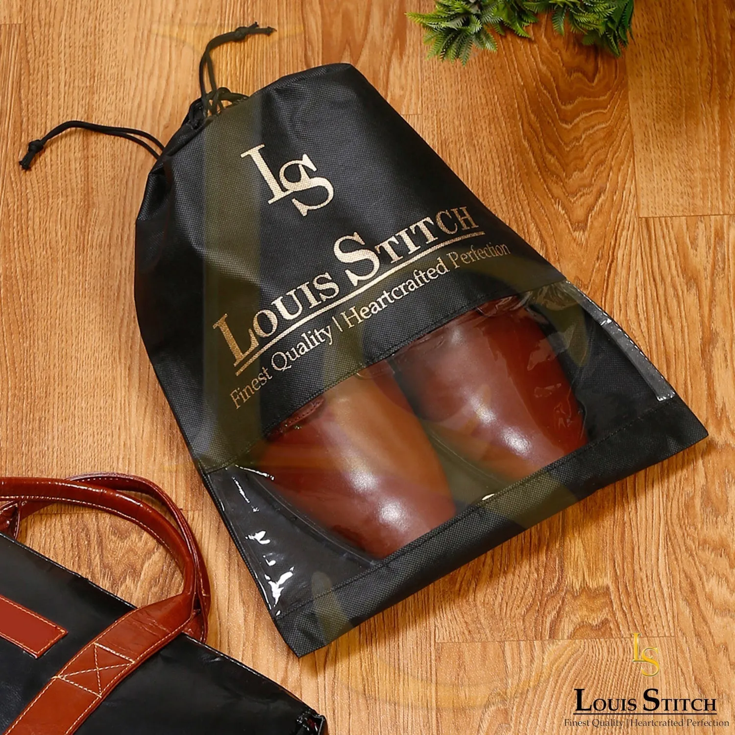 Non Woven Shoe Bag Pack Of  24 Black See-Thru