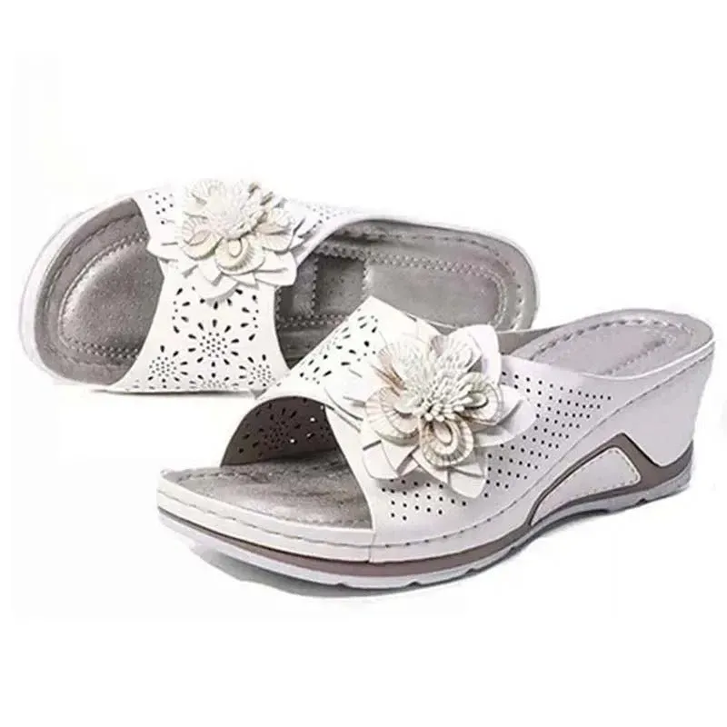 OCW Women Sandals Non-shock Arch Support Sandals 3D Flower Memory Foam Classic Summer