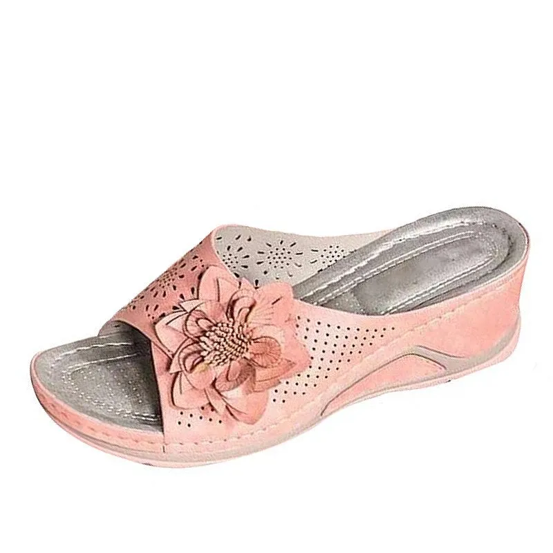OCW Women Sandals Non-shock Arch Support Sandals 3D Flower Memory Foam Classic Summer